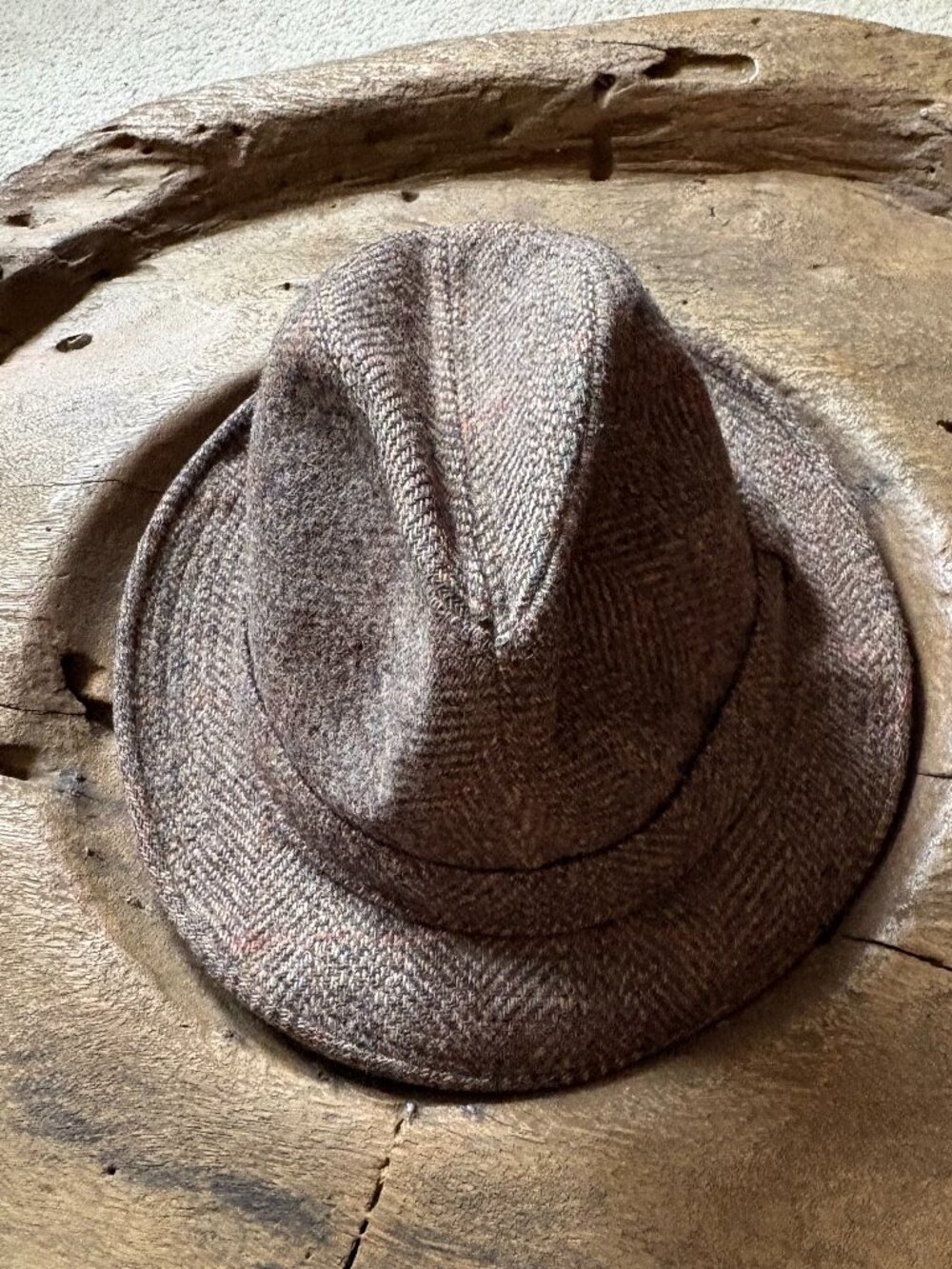 Vintage Pendleton union made gray heathered wool trilby hat 7 1/4 retro twee ivy